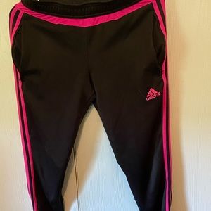 Women’s Adidas Black and Pink Track Pants
